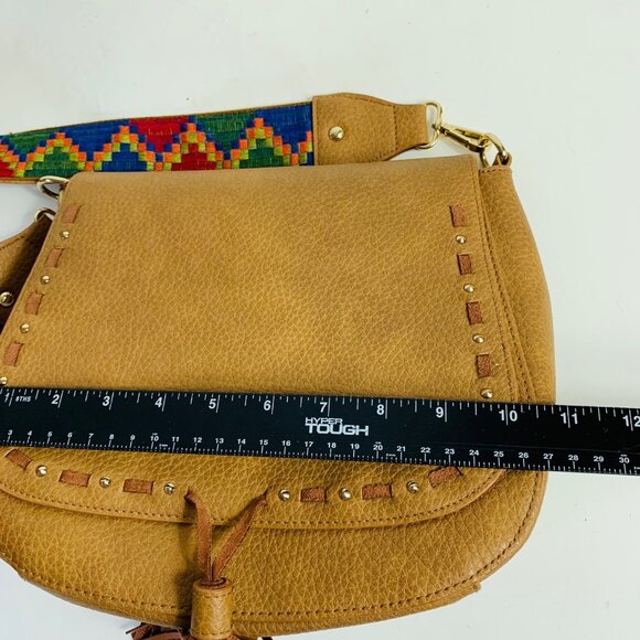 Madden Brown Saddle Bag Flap Fringe Tassel Wide Hippie Strap Aztec VTG Inspired - Picture 13 of 16